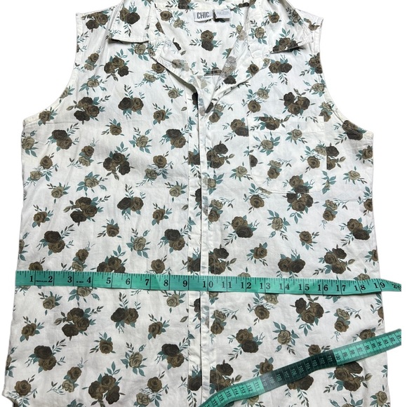 Vintage 90s Chic Floral Sleeveless Button Down size M - Picture 13 of 15